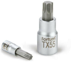 Extol bitdugófej, torx, 1/2", 61CrV5/S2, mattkróm; TX55, 55mm FORTUM (4700727)