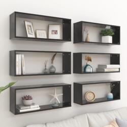 vidaXL Rafturi de perete cub, 6 bucăți, negru, 60x15x23 cm, PAL (807138) Raft