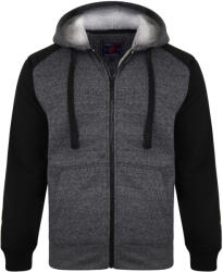 KAM Jeanswear Hanorac Raglan negru, imblanit, cu gluga, din bumbac si poly - 2XL 3XL 4XL 5XL