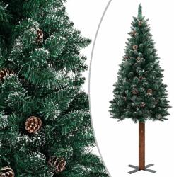 vidaXL Pom Crăciun artificial subțire, lemn și zăpadă, verde, 150 cm (320960)