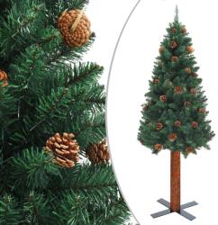 vidaXL Pom Crăciun artificial subțire lemn și conuri verde 150 cm PVC (320957)
