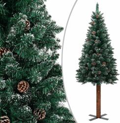 vidaXL Pom Crăciun artificial subțire, lemn și zăpadă, verde, 210 cm (320962)
