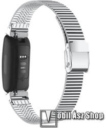  Fém okosóra szíj - EZÜST - rozsdamentes acél, csatos, 75mm + 101mm hosszú - Fitbit Inspire / Fitbit Inspire HR