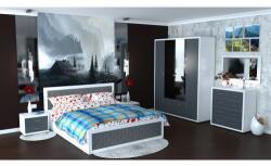 Spectral Mobila Dormitor Torino cu pat cu somiera metalica rabatabila 160x200 cm Alb / Gri