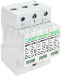  Tracon ESPD1+2-12.5-3P T1+T2 AC típusú túlfeszültség levezető, cserélhető betéttel Uc: 275V; Iimp: 12, 5kA; In: 20kA; Imax: 50kA; Up: 1, 3kV; 3P (ESPD1+2-12.5-3P)