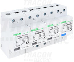 Tracon ESPD1+2-50-3+1P T1+T2 AC típusú túlfeszültség levezető, egybeépített Uc: 385V; Iimp: 50/100kA; In: 50/100kA; Up: 2, 5kV; 3+1P (ESPD1+2-50-3+1P)