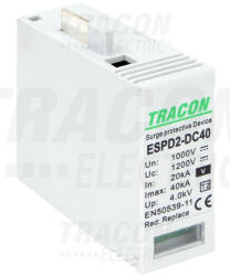 Tracon ESPD2-DC40-1000V T2 DC típusú V túlfeszültség levezető, betét 1000V Ucpv: 1200V; In: 20kA; Imax: 40kA; Up: 4kV; Var (ESPD2-DC40-1000V) - elektrikstore