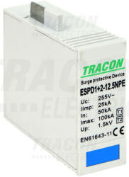 Tracon ESPD1+2-12.5NPE T1+T2 AC típusú túlfeszültség levezető betét 12.5 NPE Uc: 275V; Iimp: 12, 5kA; In: 20/40kA; Imax: 50kA; Up: 1, 3kV (ESPD1+2-12.5NPE)