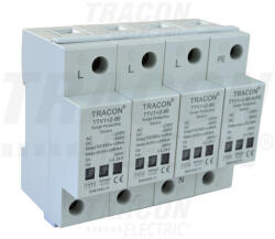 Tracon TTV1+2-80-3P+N/PE AC/DC túlfeszültség levezető, 1+2-es típus, egybeépített 230/400 V, 50 Hz, 8 kA (10/350us) 40/80 kA (8/20us), 3P+N/PE (TTV1+2-80-3P+N/PE)