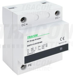  Tracon ESPD1+2-DC50-600 T1+T2 DC típusú túlfeszültség levezető, egybeépített Ucpv: 800V; Iimp: 12, 5kA; In: 20kA; Imax: 50kA; Up: 2, 6kV (ESPD1+2-DC50-600)
