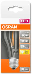 OSRAM Star LED körte, átlátszó üveg búra, 7W 806lm 2700K E27, átlagos élettartam: 15000 óra, fényszín: meleg fehér LED ST CL A 60 FIL 7W 2700K E27 ( 4058075112261 ) (4058075112261)