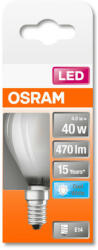 OSRAM Star LED kisgömb, matt üveg búra, 4W 470lm 4000K E14, átlagos élettartam: 15000 óra, fényszín: hideg fehér LED ST CL P 40 GL FR 4W 4000K E14 ( 4058075437081 ) (4058075437081)