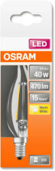 OSRAM Star LED gyertya, átlátszó üveg búra, 4W 470lm 2700K E14, átlagos élettartam: 15000 óra, fényszín: meleg fehér LED ST CL BA 40 FIL 4W 2700K E14 ( 4058075434226 ) (4058075434226)
