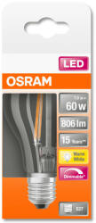 OSRAM Superstar dimmelhető LED körte, átlátszó üveg búra, 7W 806lm 2700K E27, átlagos élettartam: 15000 óra, fényszín: meleg fehér LED SST CL A DIM 60 FIL 7W 2700K E27 ( 4058075115958 ) (4058075115958)