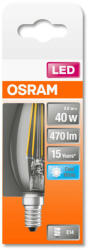 OSRAM Star LED gyertya, átlátszó üveg búra, 4W 470lm 4000K E14, átlagos élettartam: 15000 óra, fényszín: hideg fehér LED ST CL B 40 FIL 4W 4000K E14 ( 4058075437142 ) (4058075437142)