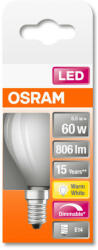 OSRAM Superstar dimmelhető LED kisgömb, matt üveg búra, 6, 5W 806lm 2700K E14, átlagos élettartam: 15000 óra, fényszín: meleg fehér LED SST CL P DIM 60 GL FR 6.5W 2700K E14 ( 4058075447837 ) (4058075447837)