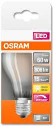 OSRAM Superstar dimmelhető LED körte, matt üveg búra, 7W 806lm 2700K E27, átlagos élettartam: 15000 óra, fényszín: meleg fehér LED SST CL A DIM 60 GL FR 7W 2700K E27 ( 4058075054240 ) (4058075054240)