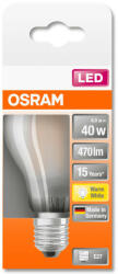  OSRAM Star LED körte, matt üveg búra, 4W 470lm 2700K E27, átlagos élettartam: 15000 óra, fényszín: meleg fehér LED ST CL A 40 GL FR 4W 2700K E27 ( 4058075112469 ) (4058075112469)