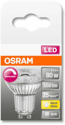 OSRAM Superstar dimmelhető 230V LED PAR16 spot, üveg ház, 8W 575lm 2700K GU10, átlagos élettartam: 25000 óra, fényszín: meleg fehér LED SST PAR16 DIM 80 36° 8W 2700K GU10 ( 4058075433663 ) (4058075433663)