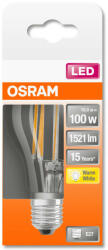 OSRAM Star LED körte, átlátszó üveg búra, 11W 1521lm 2700K E27, átlagos élettartam: 10000 óra, fényszín: meleg fehér LED ST CL A 100 FIL 11W 2700K E27 ( 4058075124707 ) (4058075124707)