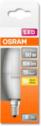 OSRAM Star LED gyertya, matt búra, 8W 806lm 2700K E14, átlagos élettartam: 15000 óra, fényszín: meleg fehér LED ST CL B 60 FR 8W 2700K E14 ( 4058075428546 ) (4058075428546)