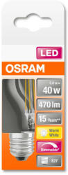 OSRAM Superstar dimmelhető LED kisgömb, átlátszó üveg búra, 4, 5W 470lm 2700K E27, átlagos élettartam: 15000 óra, fényszín: meleg fehér LED SST CL P DIM 40 FIL 4.5W 2700K E27 ( 4058075436800 ) (405807543680
