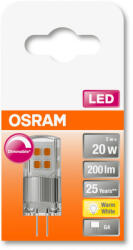 OSRAM Superstar dimmelhető 12V LED kapszula, átlátszó búra, 2W 200lm 2700K G4, átlagos élettartam: 25000 óra, fényszín: meleg fehér LED SST PIN 12V DIM 20 CL 2W 2700K G4 ( 4058075431904 ) (4058075431904)