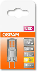 OSRAM Star 12V LED kapszula, átlátszó búra, 2, 4W 300lm 2700K GY6.35, átlagos élettartam: 15000 óra, fényszín: meleg fehér LED ST PIN 12V 28 CL 2.4W 2700K GY6.35 ( 4058075432123 ) (4058075432123)