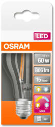 OSRAM Star+ Active&Relax LED körte, átlátszó üveg búra, 7W 806lm 2700K E27, átlagos élettartam: 15000 óra, fényszín: meleg és hideg fehér LED STAR+ R&A CL A 60 FIL 7W 2700K E27 ( 4058075434820 ) (4058