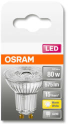 OSRAM Star 230V LED PAR16 spot, üveg ház, 6, 9W 575lm 2700K GU10, átlagos élettartam: 15000 óra, fényszín: meleg fehér LED ST PAR16 80 36° 6.9W 2700K GU10 ( 4058075112605 ) (4058075112605)