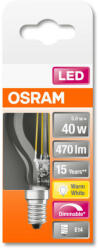 OSRAM Superstar dimmelhető LED kisgömb, átlátszó üveg búra, 4, 5W 470lm 2700K E14, átlagos élettartam: 15000 óra, fényszín: meleg fehér LED SST CL P DIM 40 FIL 4.5W 2700K E14 ( 4058075437029 ) (405807543702