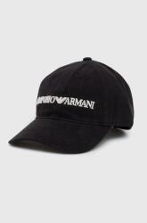 Emporio Armani pamut sapka sötétkék, nyomott mintás - sötétkék Univerzális méret - answear - 26 990 Ft