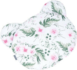 MT Textil MTT Mackó párna - Fehér alapon rózsaszín virágok - babylion