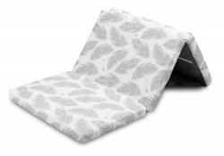 Összehajtható matrac utazóágyhoz 60x120cm - szürke tollak - babastar