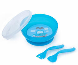 Canpol babies fedeles tányér kanállal és villával - kék - babastar
