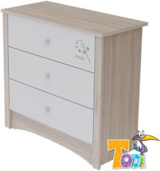  Todi Magic 3 fiókos komód - szilfa/fényes fehér