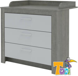  Todi Cube 2 - 3 fiókos komód + pelenkázó toldalék komódhoz (szürke osló tölgy - magasfényű jégfehér)