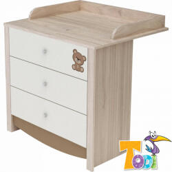  Todi Teddy 3 fiókos komód + pelenkázó toldalék 3 fiókos komódhoz - szil/cappuccino/vanília
