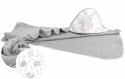  Baby Shop kapucnis fürdőlepedő 100*100 cm - Lulu szürke/rózsaszín