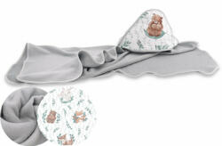  Baby Shop kapucnis fürdőlepedő 100*100 cm - Lulu natural szürke - babastar