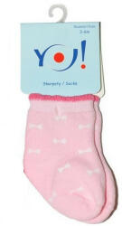 Yo! Baby frottír zokni 6-9 hó - rózsaszín masnis - babastar