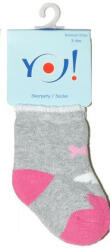  Yo! Baby frottír zokni 3-6 hó - szürke/pillangós