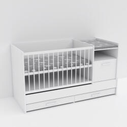  Baby Shop Basic - kombiágy (ágyneműtartóval) bordázott fehér