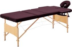 vidaXL Masă de masaj pliabilă, 3 zone, violet vin, lemn (110190)