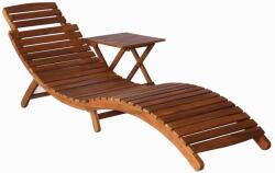 vidaXL Șezlong cu masă, maro, lemn masiv de acacia (46653) - comfy