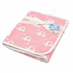 Soft Touch Paturica din bumbac pentru bebelusi cu 2 fete Soft Touch - alb si roz (KDWFBP218-P) Lenjerii de pat bebelusi‎, patura bebelusi