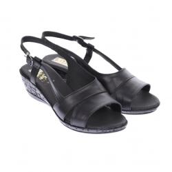 Ellion Sandale dama, casual, negre, din piele naturala, cu platforma de 4 cm - ELION42N - ciucaleti