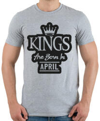 printfashion KINGS are born in April - fekete - Férfi póló - Sport szürke (5509434)