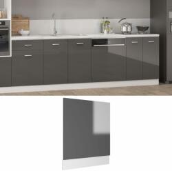 vidaXL magasfényű szürke forgácslap mosogatógép-panel 59, 5 x 3 x 67 cm (802569) - vidaxl