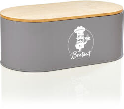 Klarstein Rök, cutie pentru pâine, metal, capac din bambus, 33, 5 × 13 × 18 cm (L x Î x l), ovală (BW-10148-004) (BW-10148-004)